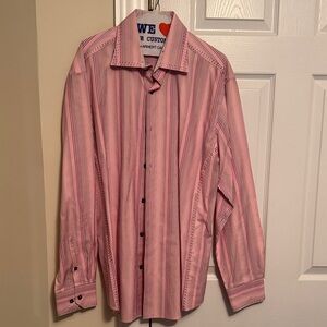 Bugatchi pink stripe button down shirt